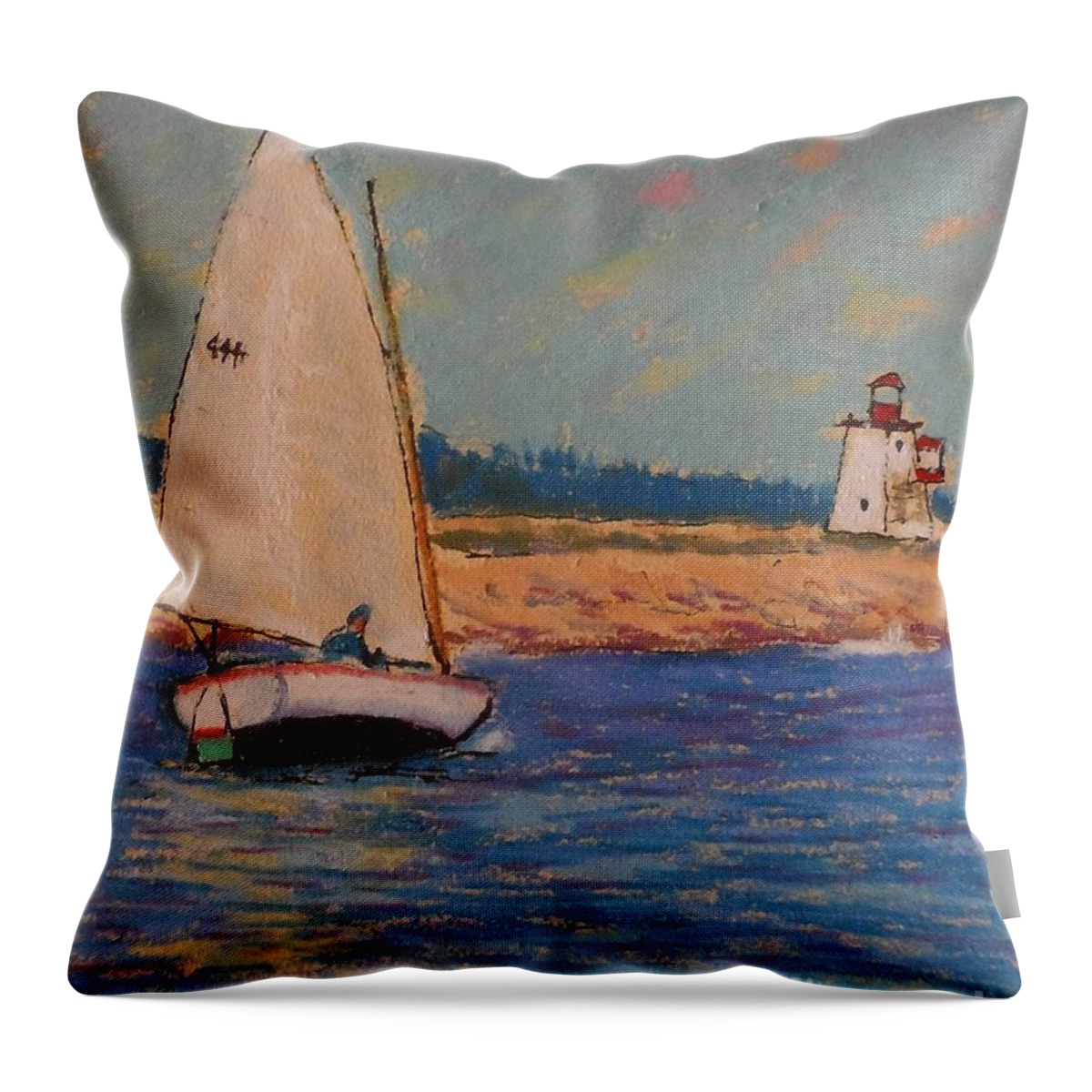 Pastels Throw Pillow featuring the pastel East of Peggy's cove by Rae Smith PAC
