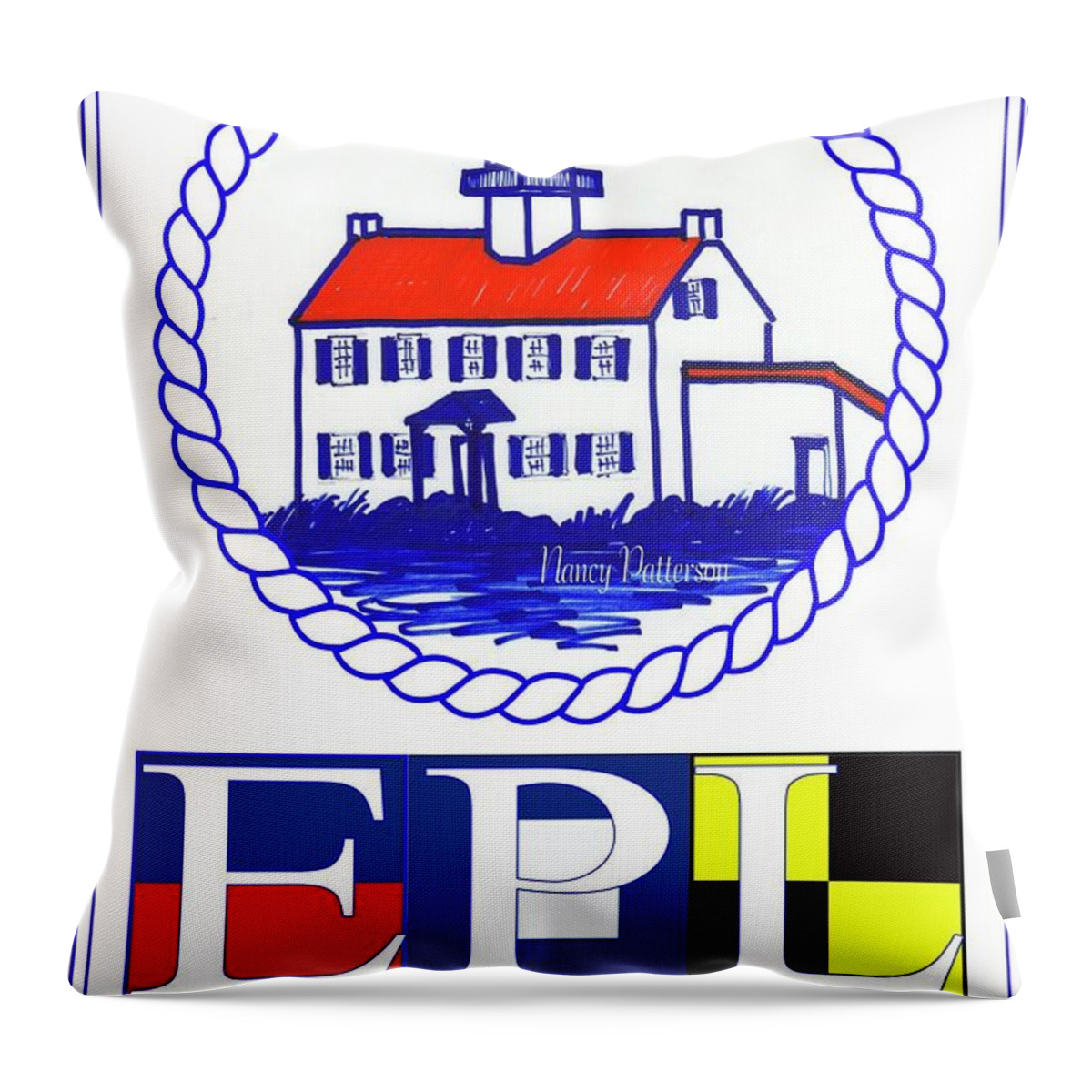 East Point Lighthouse Throw Pillow featuring the digital art East Point Lighthouse Poster - 2 by Nancy Patterson
