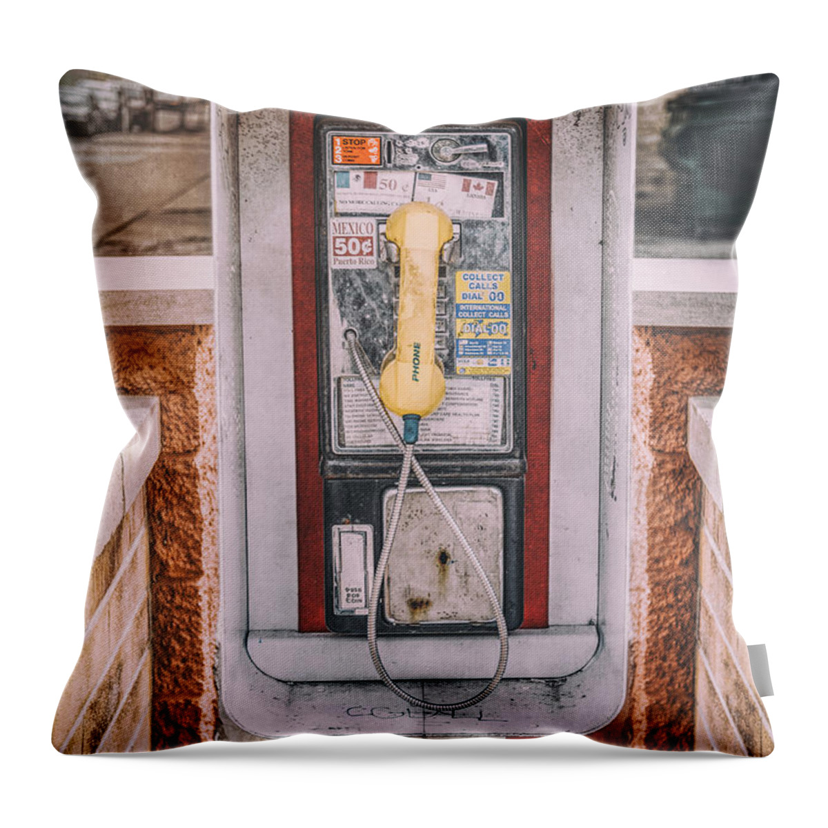 Pay Phone Throw Pillow featuring the photograph East Side Pay Phone by Scott Norris