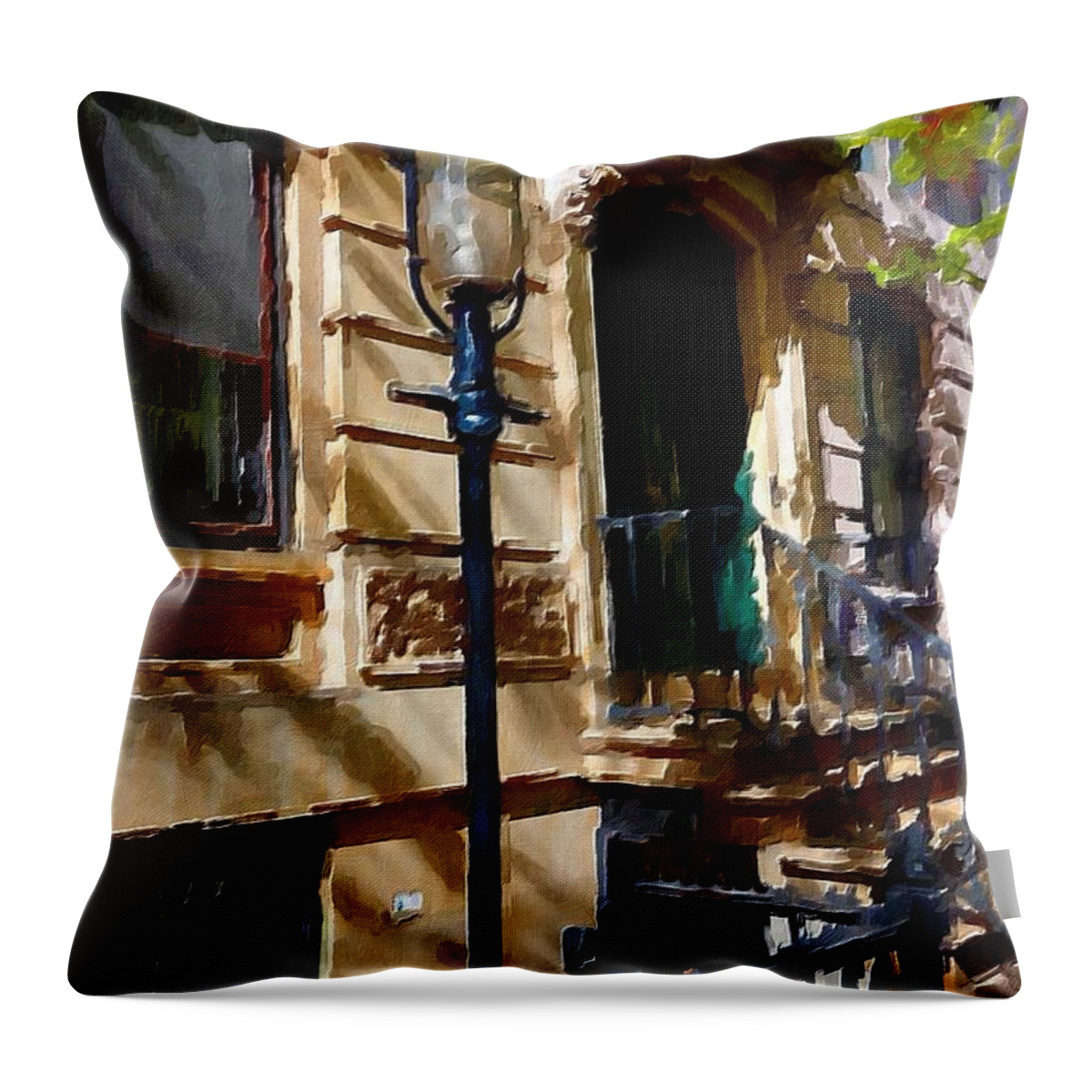 New York City Pre War Buildings Throw Pillow featuring the photograph East Village New York Townhouse by Joan Reese