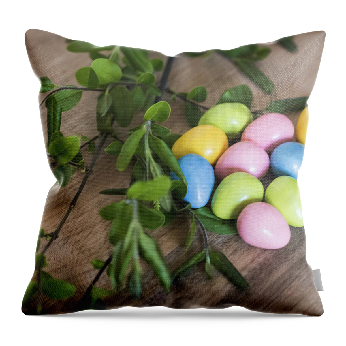 Candies Throw Pillow featuring the photograph Easter Eggs 20 by Andrea Anderegg