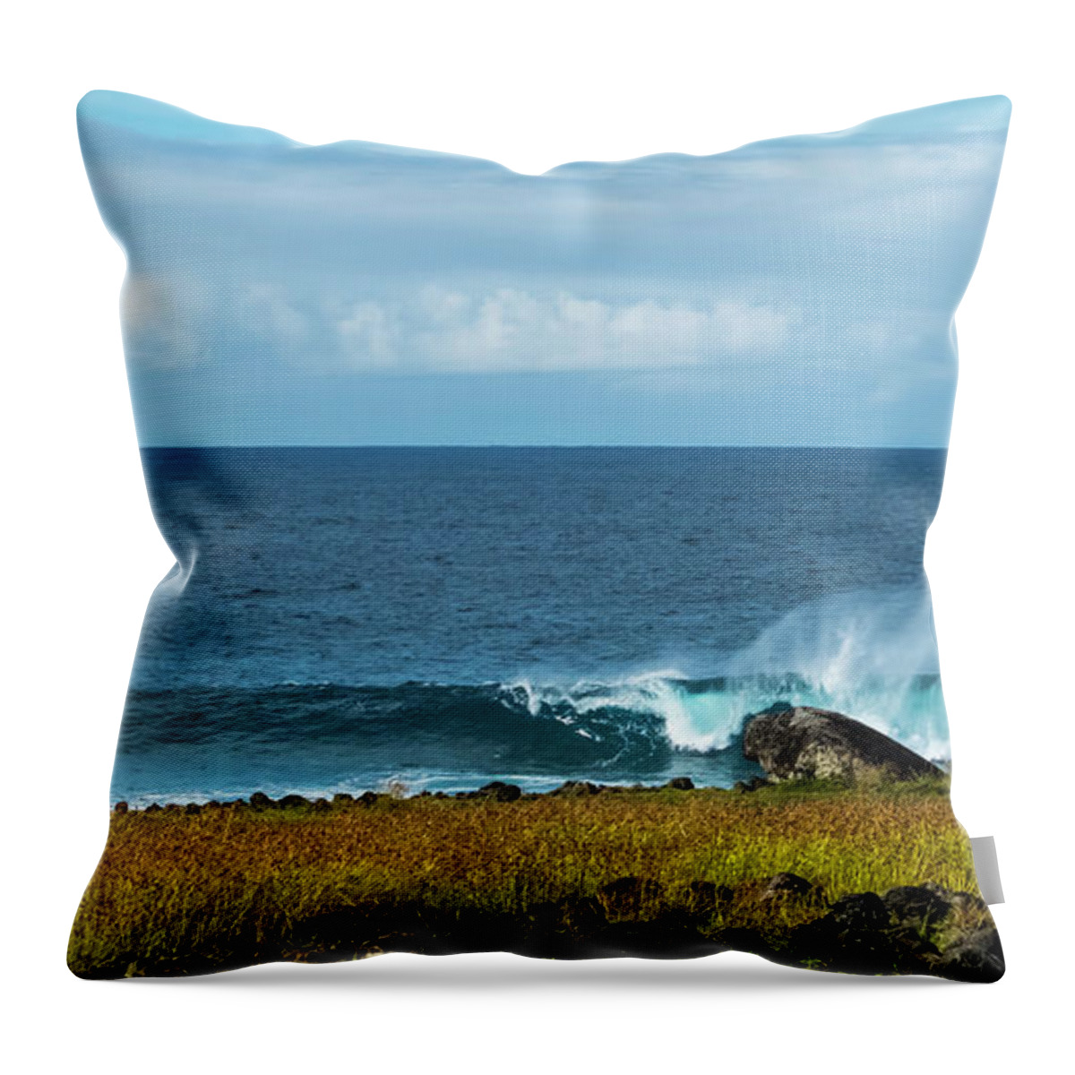 Easter Island Throw Pillow featuring the photograph Easter Island Surf by John Roach