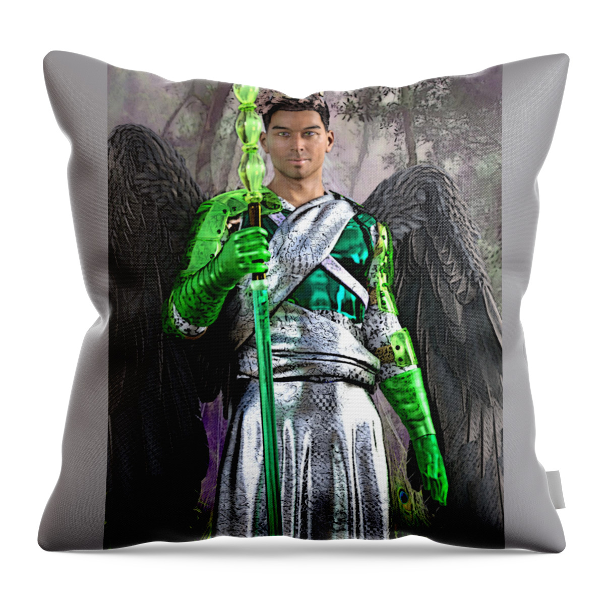 Angel Throw Pillow featuring the digital art Easter Poster by Suzanne Silvir