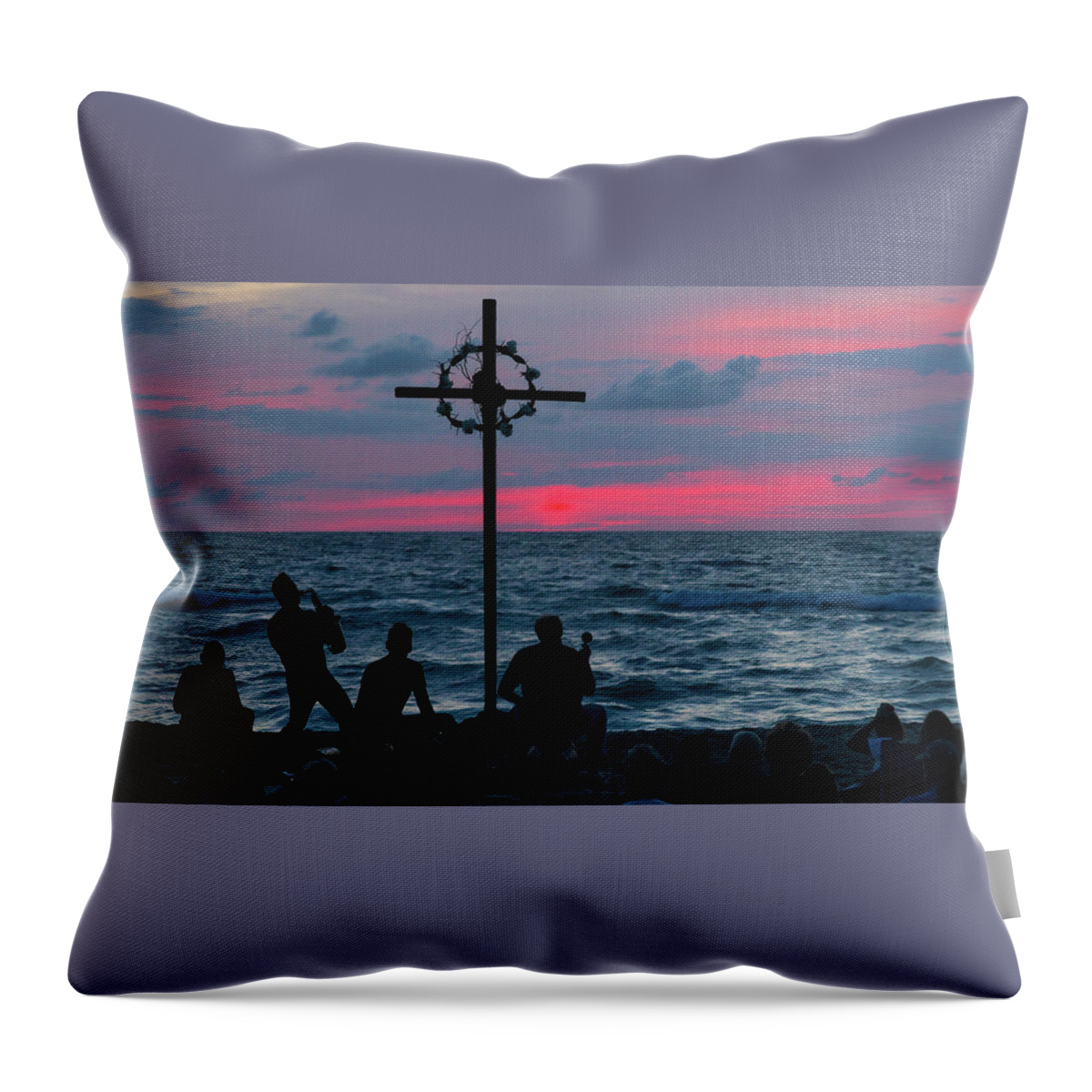 Florida Throw Pillow featuring the photograph Easter Sunrise Saxophone Delray Beach Florida by Lawrence S Richardson Jr