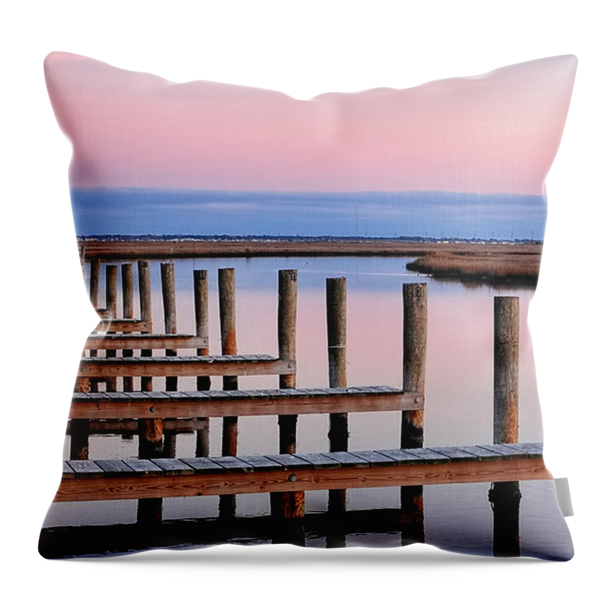 Docks Throw Pillow featuring the photograph Eastern Shore On The Docks by Lara Ellis