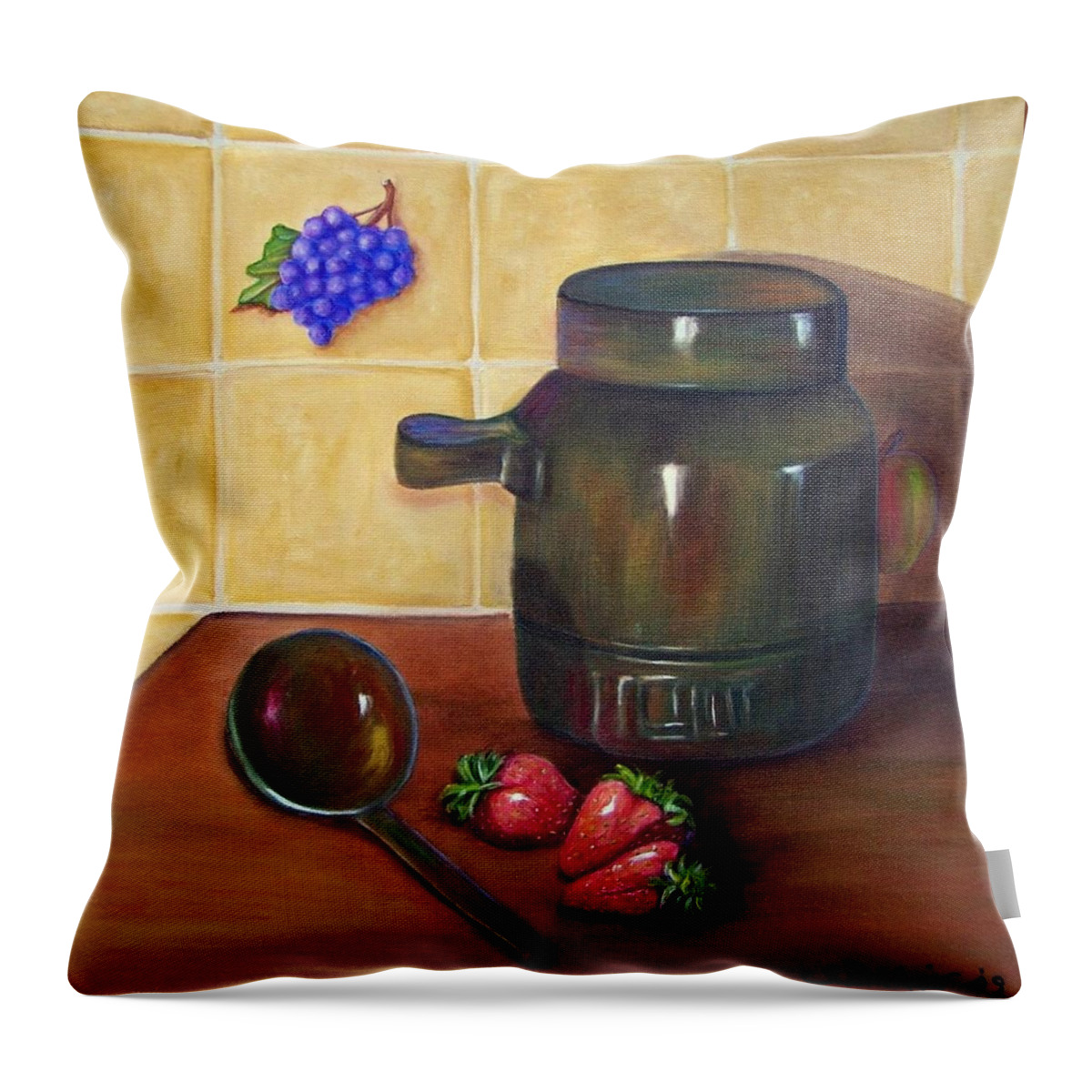 Fruit Throw Pillow featuring the painting Eau de Vie by Susan Dehlinger
