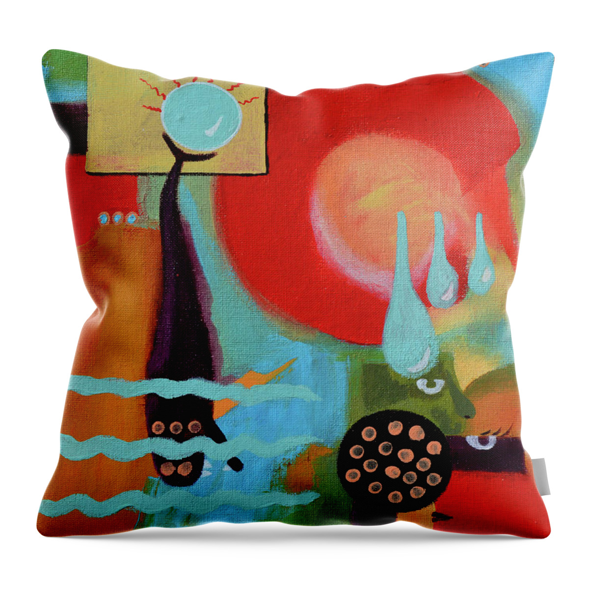 Bold Abstract Throw Pillow featuring the mixed media Eclipsing Troubled Waters by Donna Blackhall