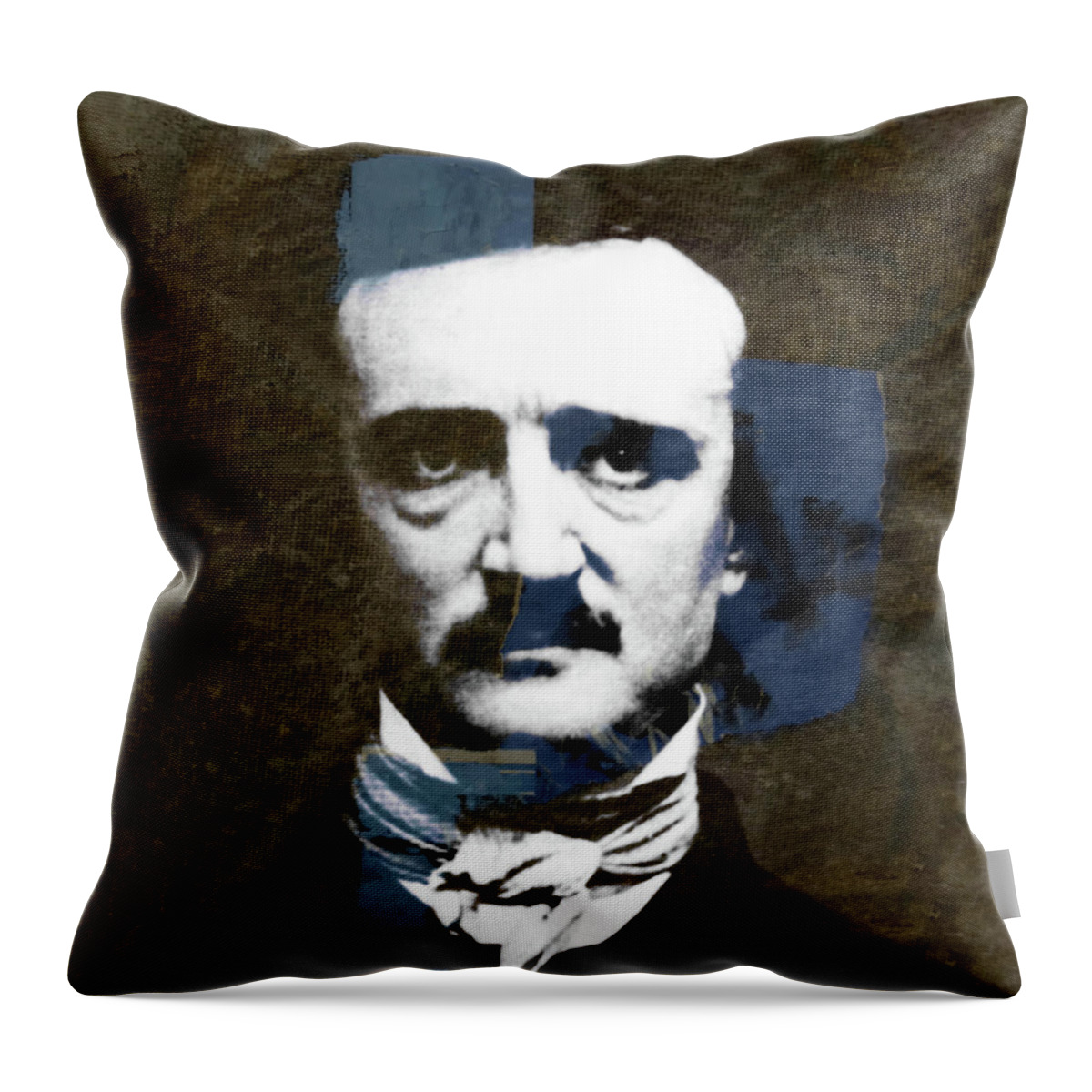 Edgar Allan Poe Throw Pillow featuring the mixed media Edgar Allan Poe by Paul Lovering