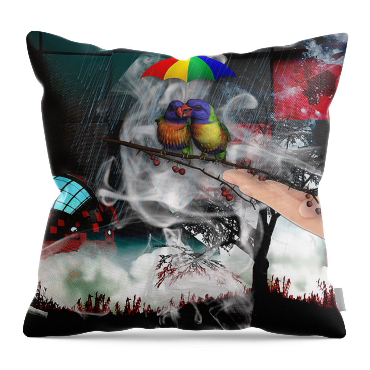 Fantasy Throw Pillow featuring the mixed media Edge Of Desire by Marvin Blaine