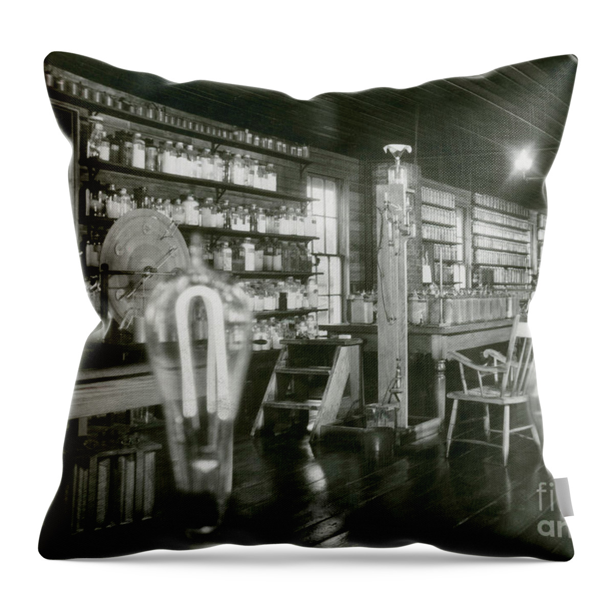 History Throw Pillow featuring the photograph Edisons Menlo Park Lab by Science Source