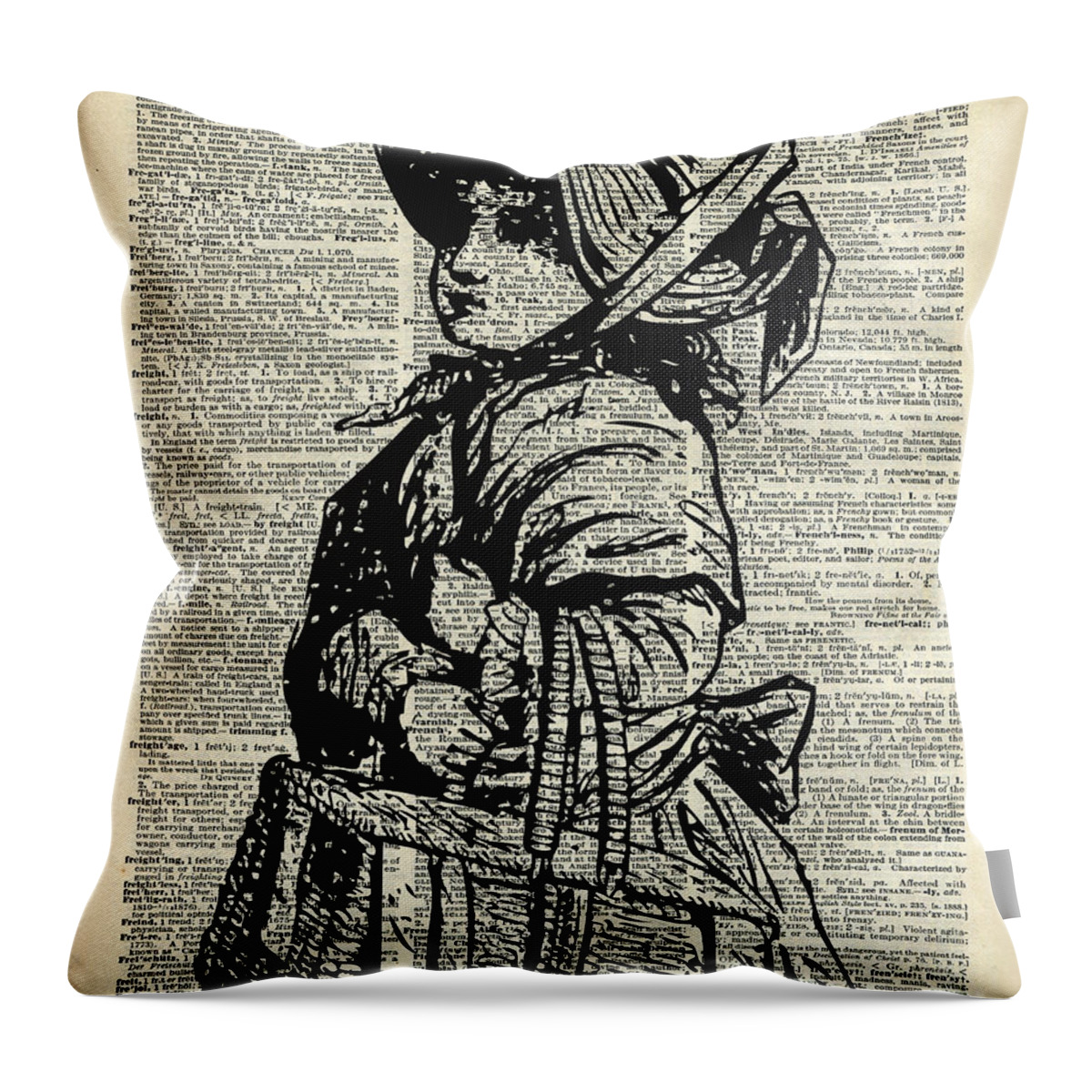 Victorian Throw Pillow featuring the digital art Edwardian girl with basket by Anna W