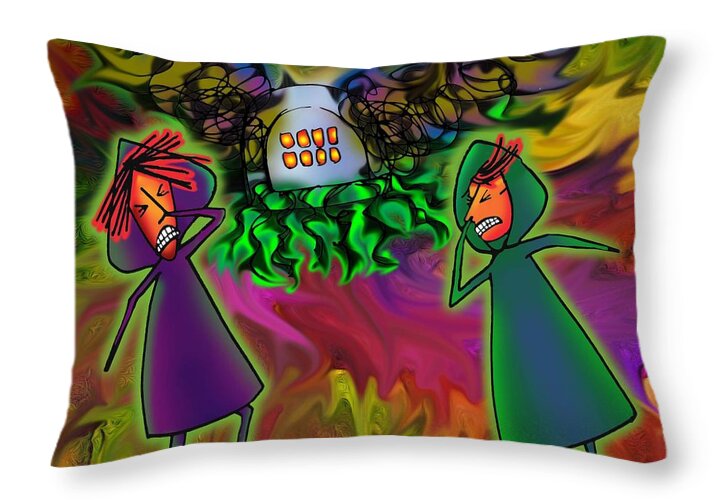 Harlyn & Griffyn Get Lost Throw Pillow featuring the painting Eeeeeeeew That Stinks by Angela Treat Lyon