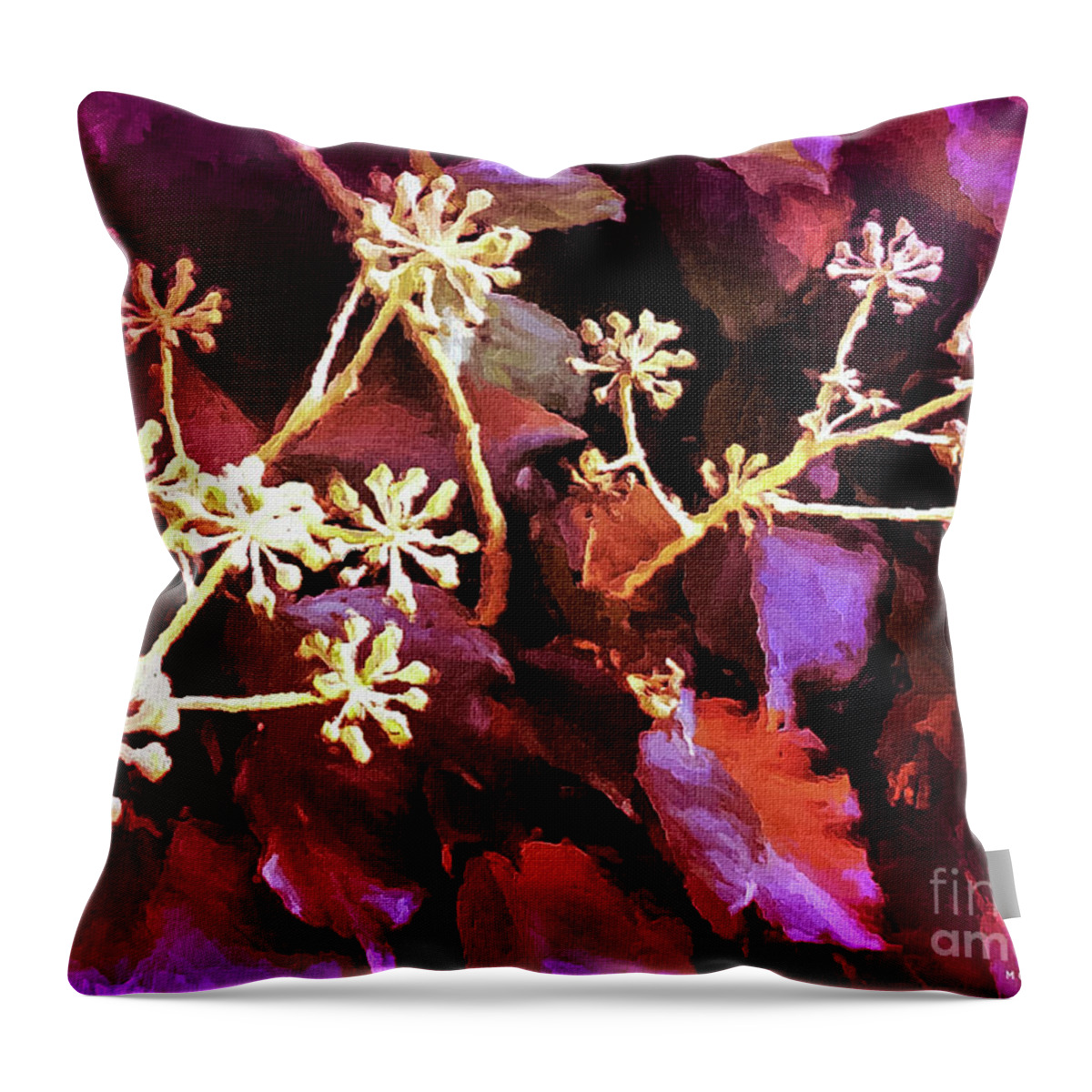 Mona Stut Throw Pillow featuring the digital art Efeu Ivy Vines Pink by Mona Stut