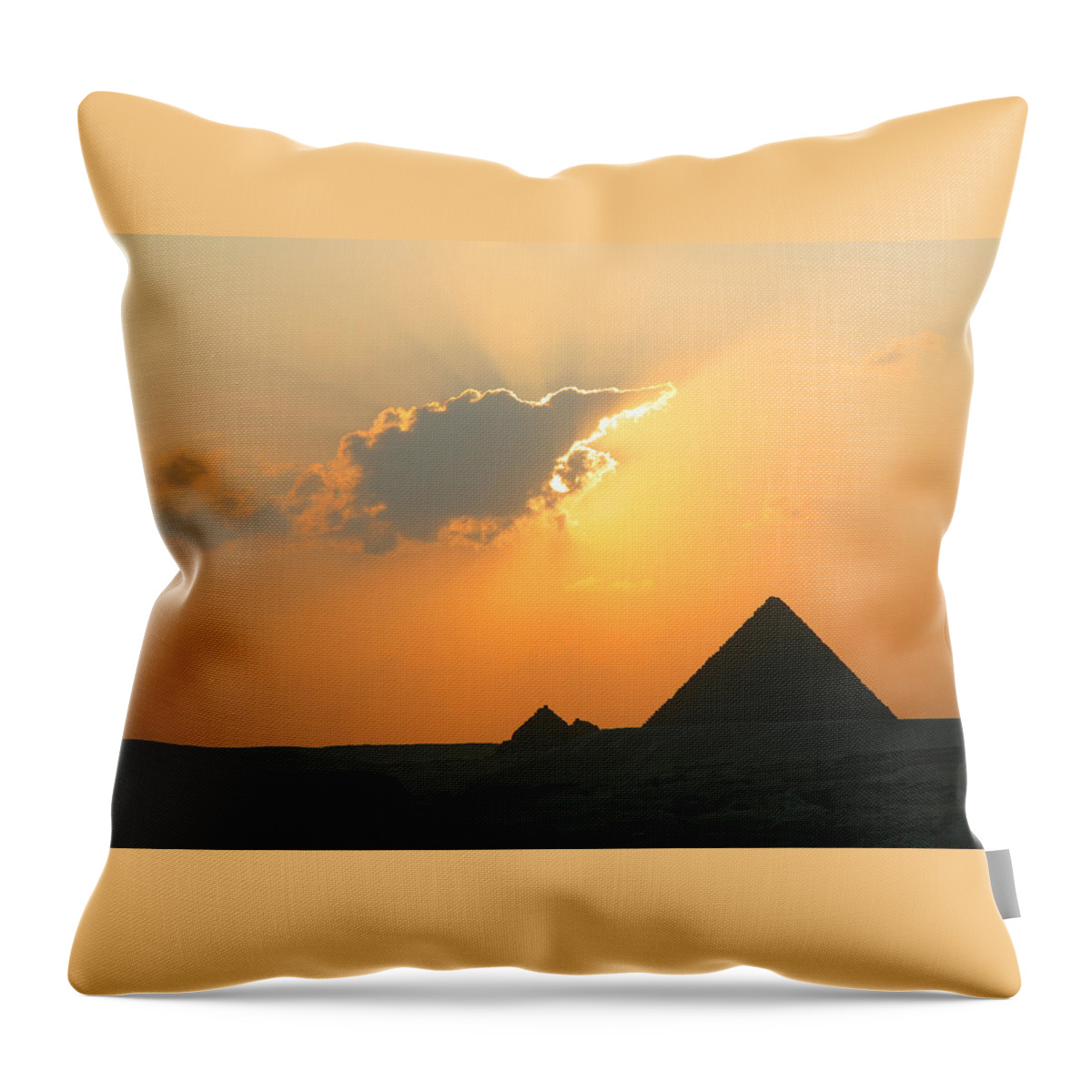 Pyramid Throw Pillow featuring the photograph Egpytian Sunset Behind Cloud by Donna Corless