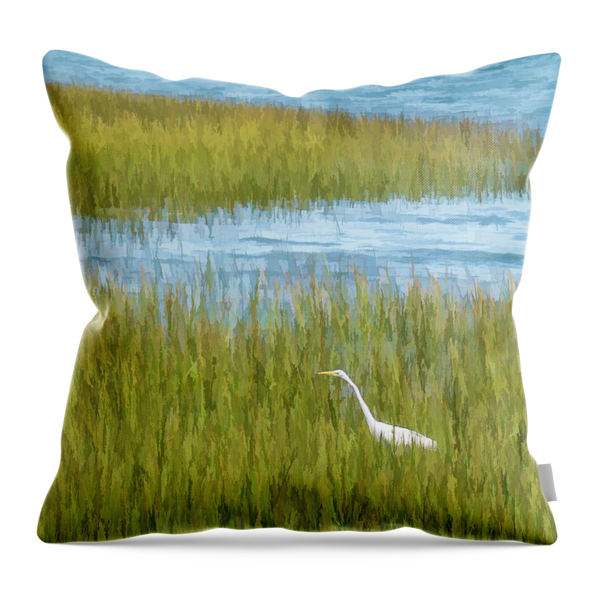 Bird Throw Pillow featuring the photograph Egret by David Thompsen