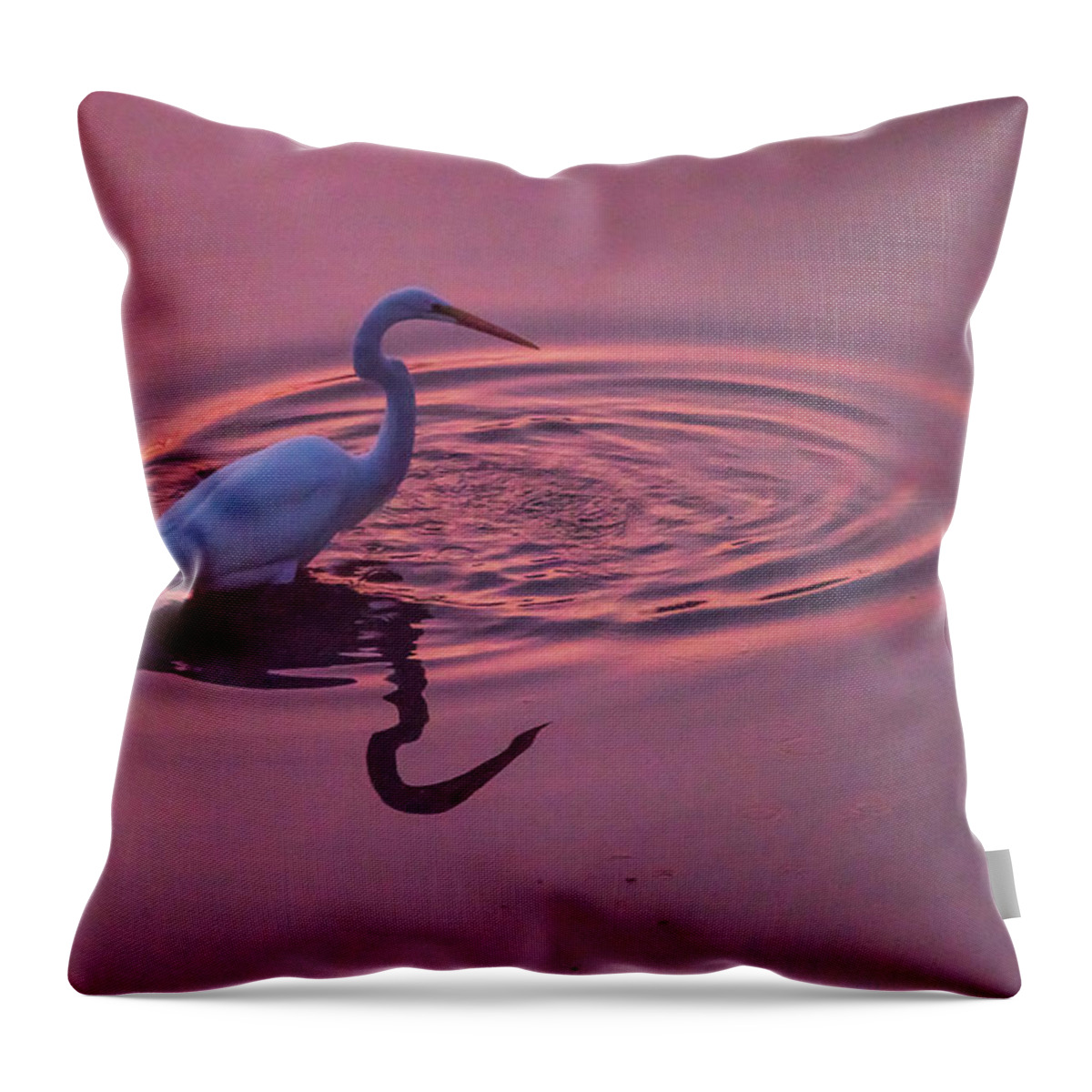 Central California Coast Throw Pillow featuring the photograph Egret In the Pink I by Bill Roberts