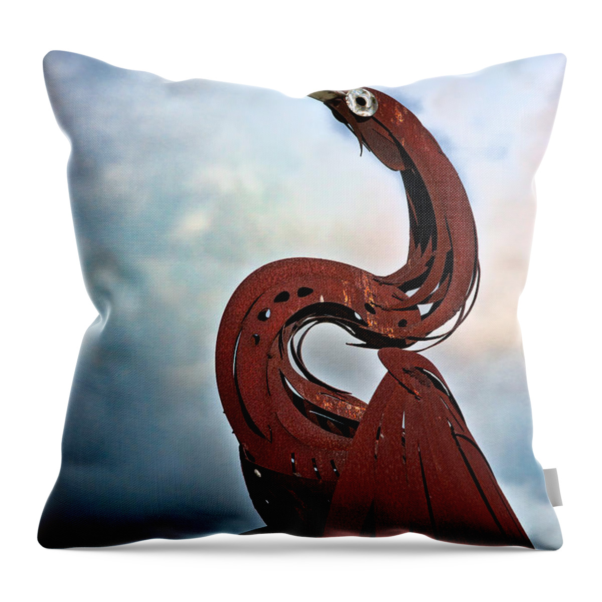 Egret Throw Pillow featuring the photograph Egret Under Stormy Skies by Christopher Holmes