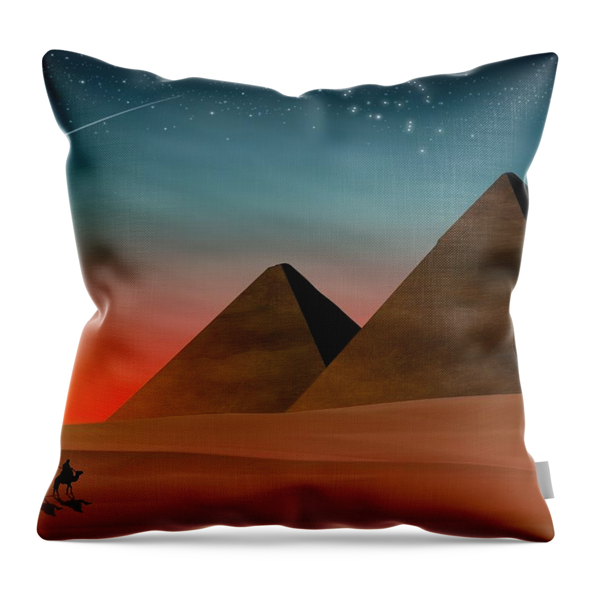Desertscapes Throw Pillow featuring the digital art Egyptian Pyramids by John Wills