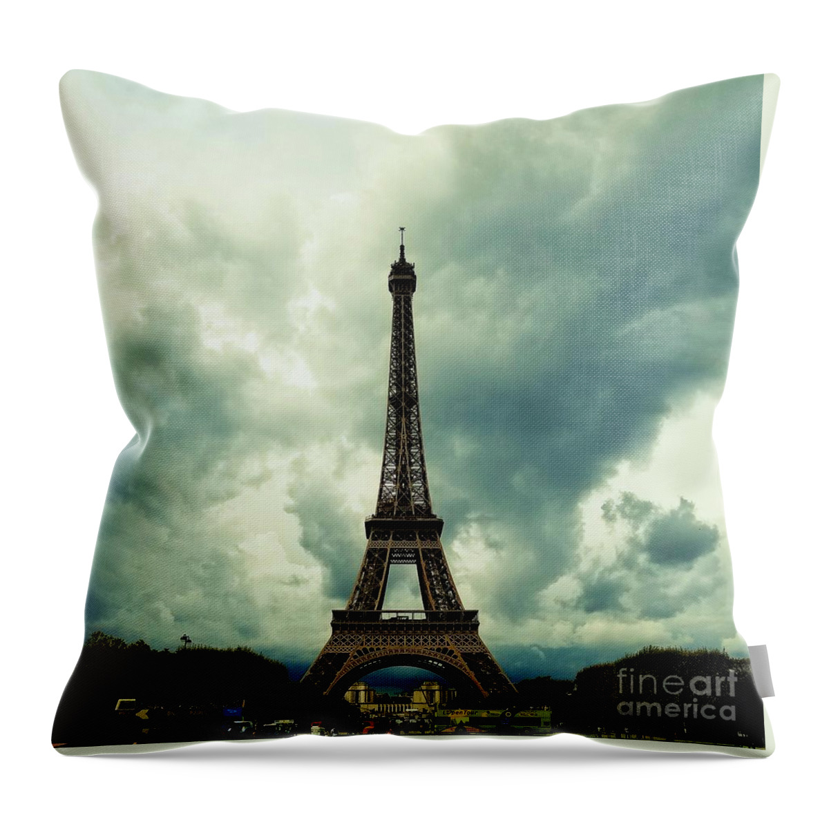 Eiffel Tower Throw Pillow featuring the photograph Eiffel Tower Drama by Amy Regenbogen