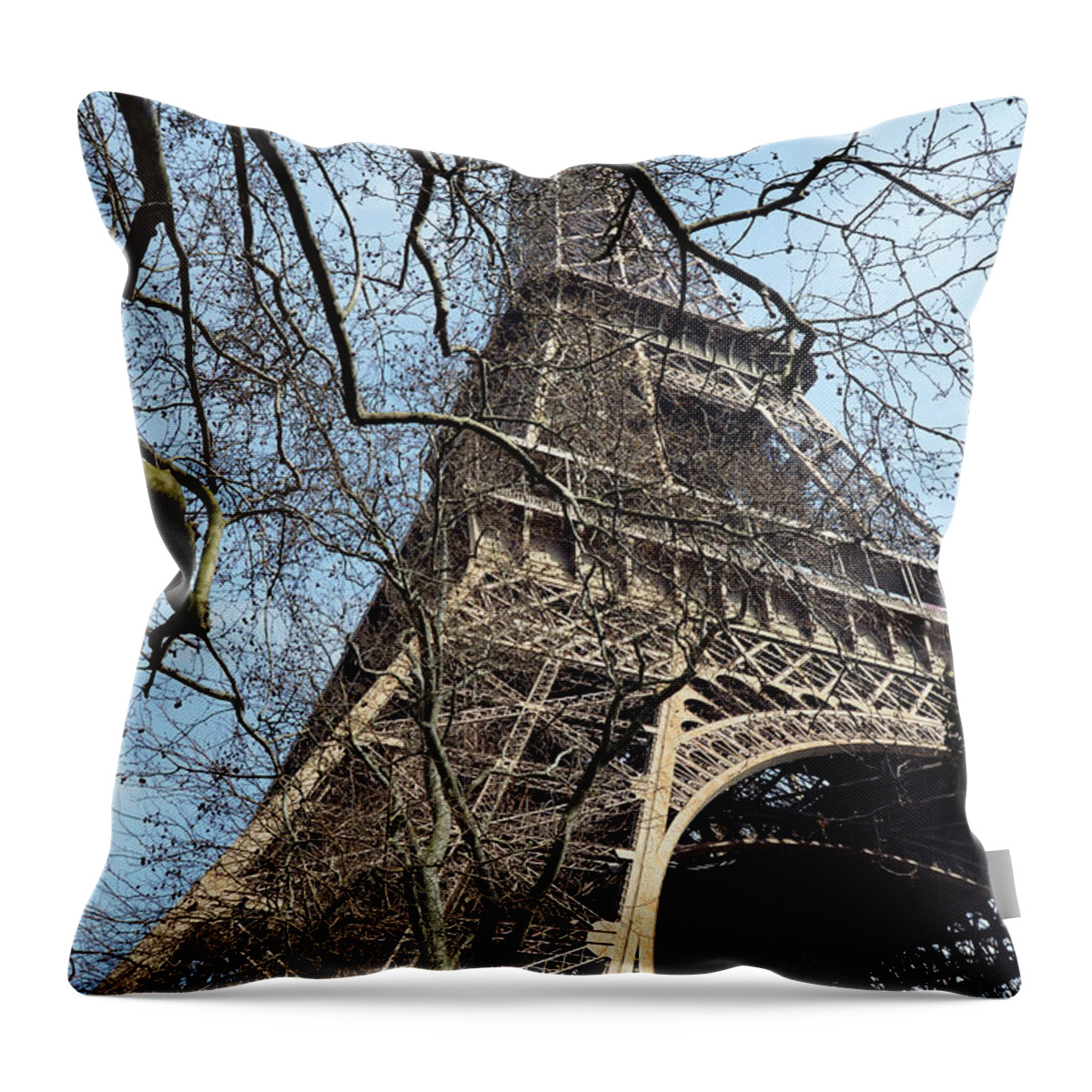 Eiffel Tower Throw Pillow featuring the photograph Eiffel Tower through a Myriad of Branches Paris France by Shawn O'Brien