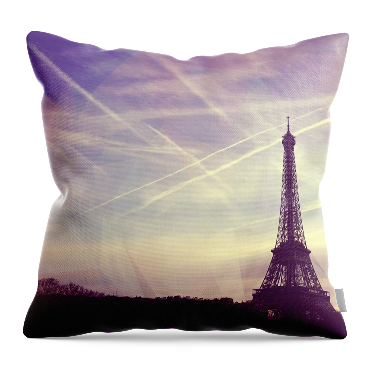 Pink Throw Pillow featuring the photograph Eiffel Tower with Geometric Overlay by Aurella FollowMyFrench