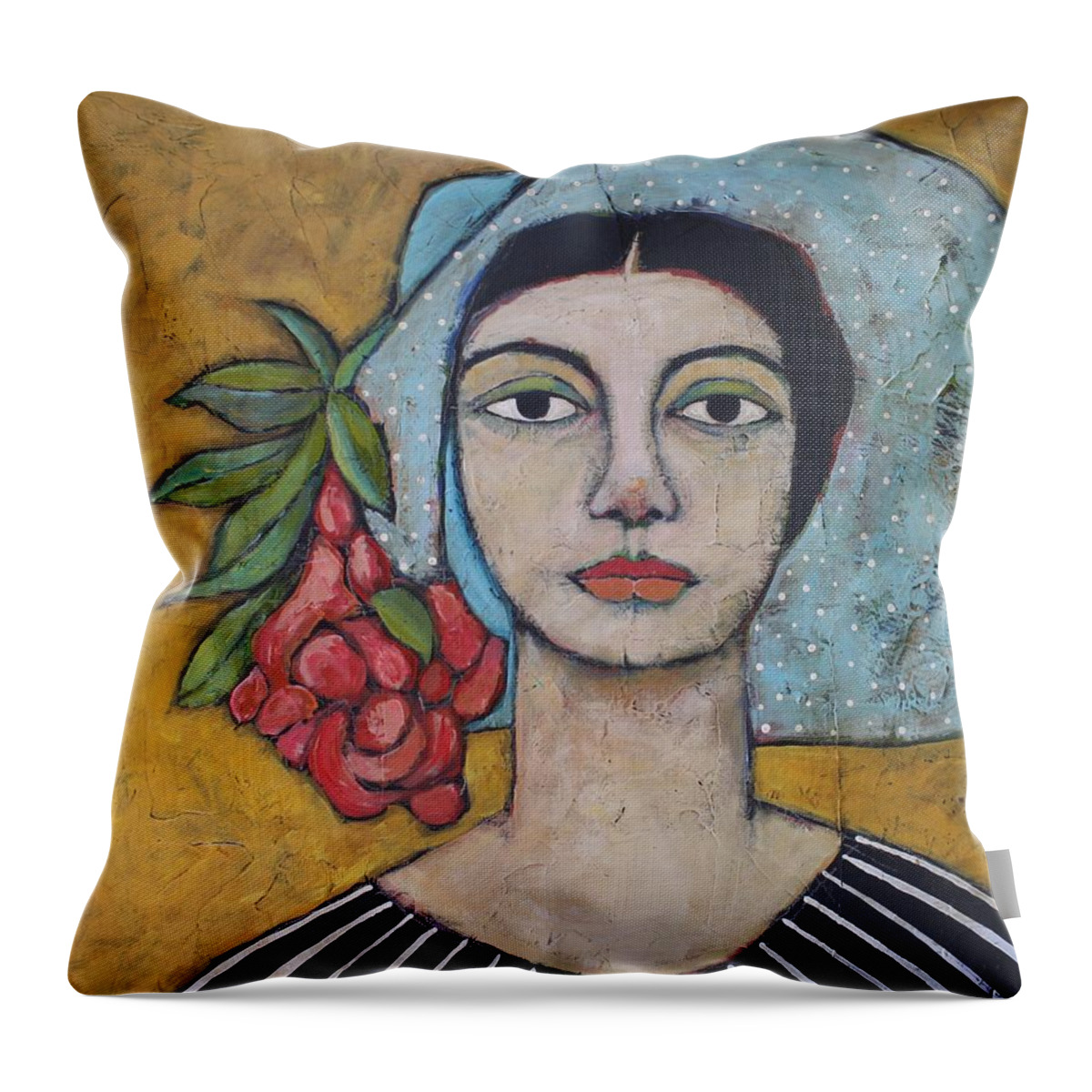Mixed Media Throw Pillow featuring the painting Eileen by Jane Spakowsky