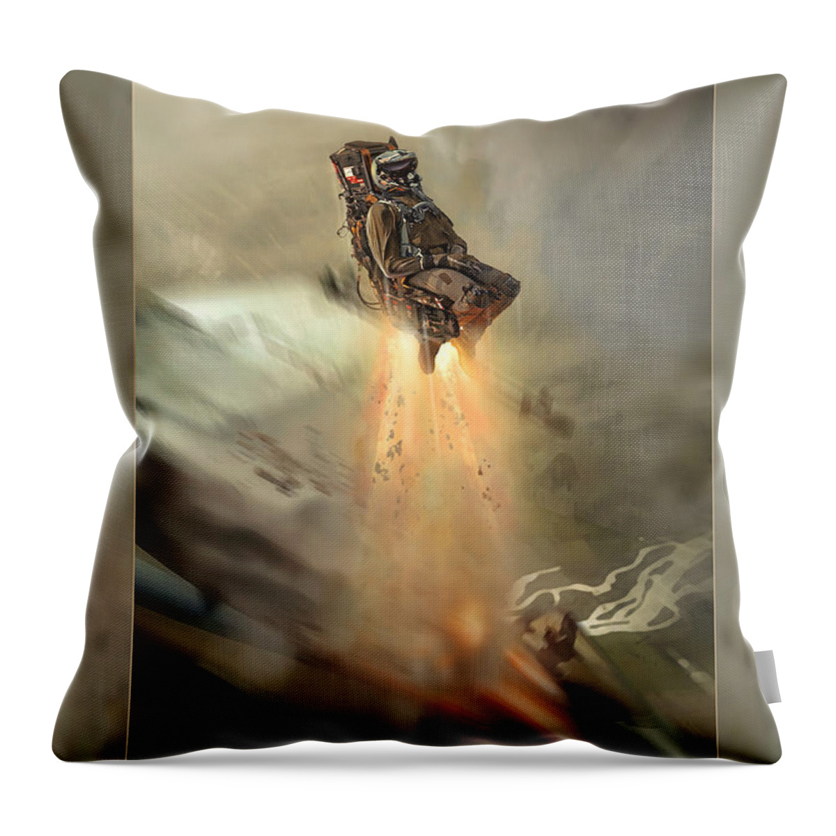 War Throw Pillow featuring the digital art Eject Eject Eject by Peter Van Stigt