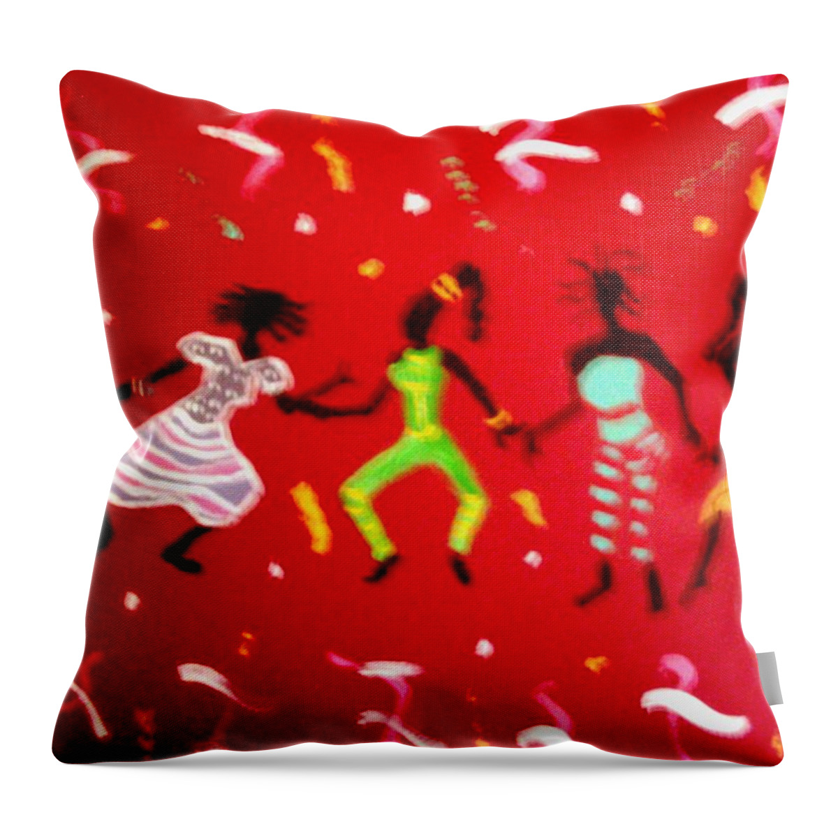 Figures Throw Pillow featuring the painting El Carnaval2 by Lorna Lorraine