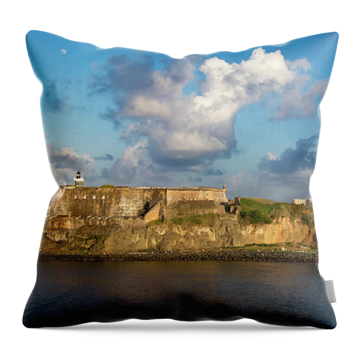 San Juan Throw Pillow featuring the photograph El Morro - San Juan Pano by Brian Jannsen
