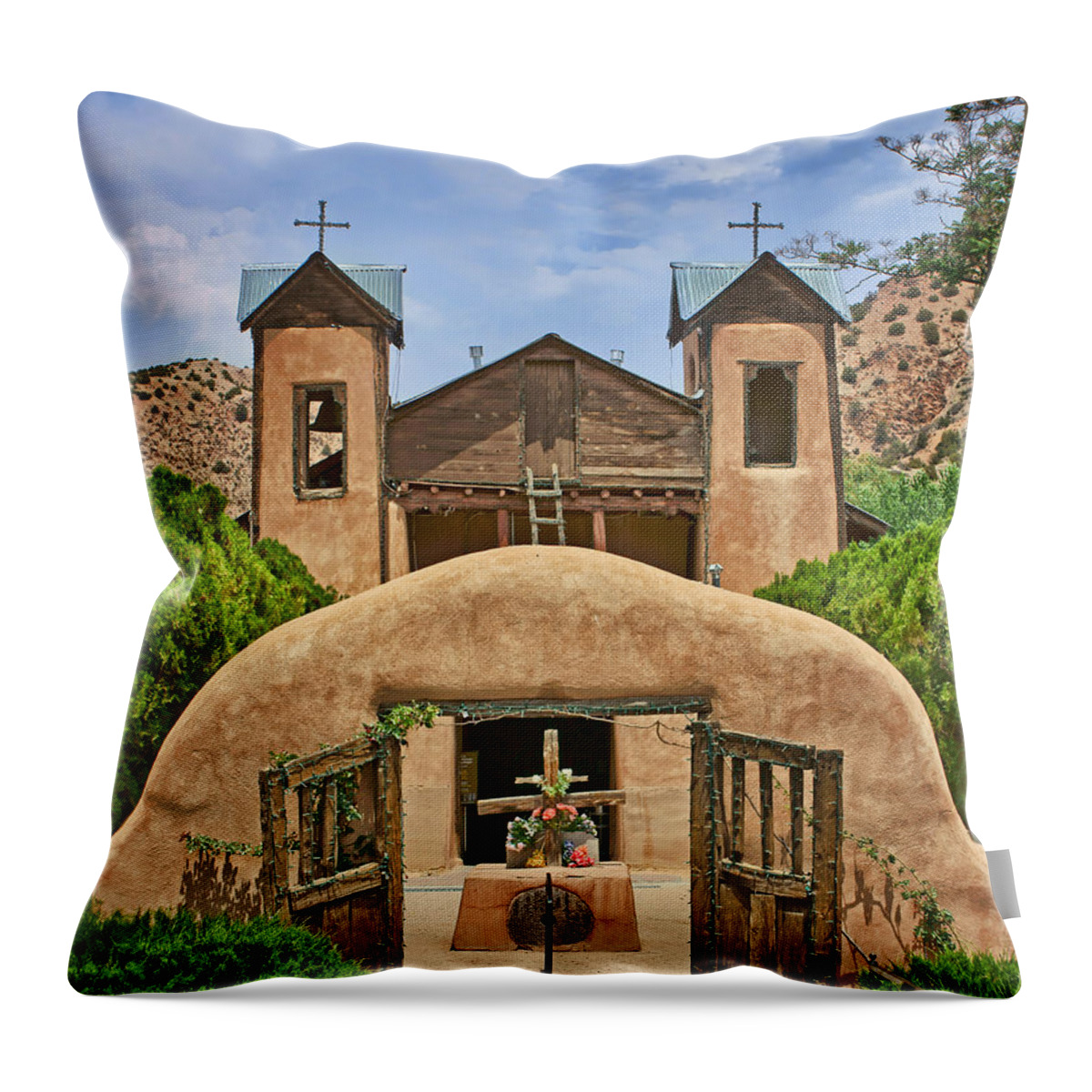 New Mexico Throw Pillow featuring the photograph El Santuario de Chimayo #2 by Nikolyn McDonald
