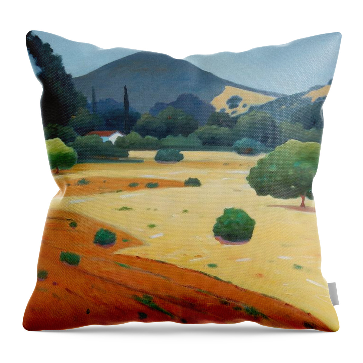 Morgan Hill Ca Throw Pillow featuring the painting El Toro at Rest by Gary Coleman