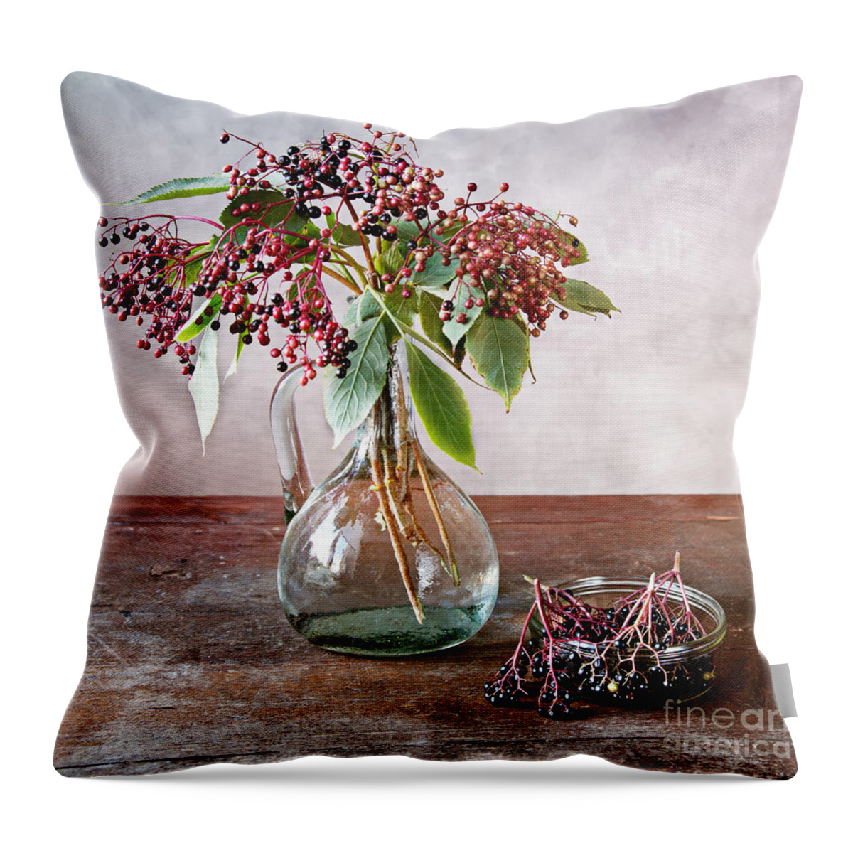 Autumn Throw Pillow featuring the photograph Elderberries 07 by Nailia Schwarz