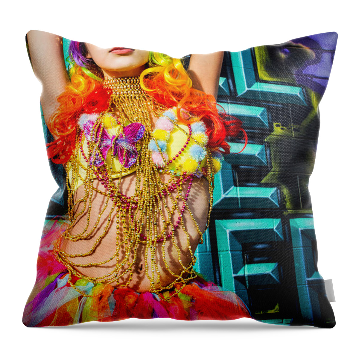 Woman Throw Pillow featuring the photograph Electric Ballerina by Ryan Smith