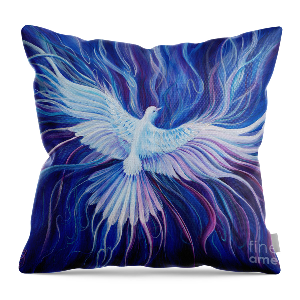 Holy Spirit Throw Pillow featuring the painting Eperchomai by Nancy Cupp