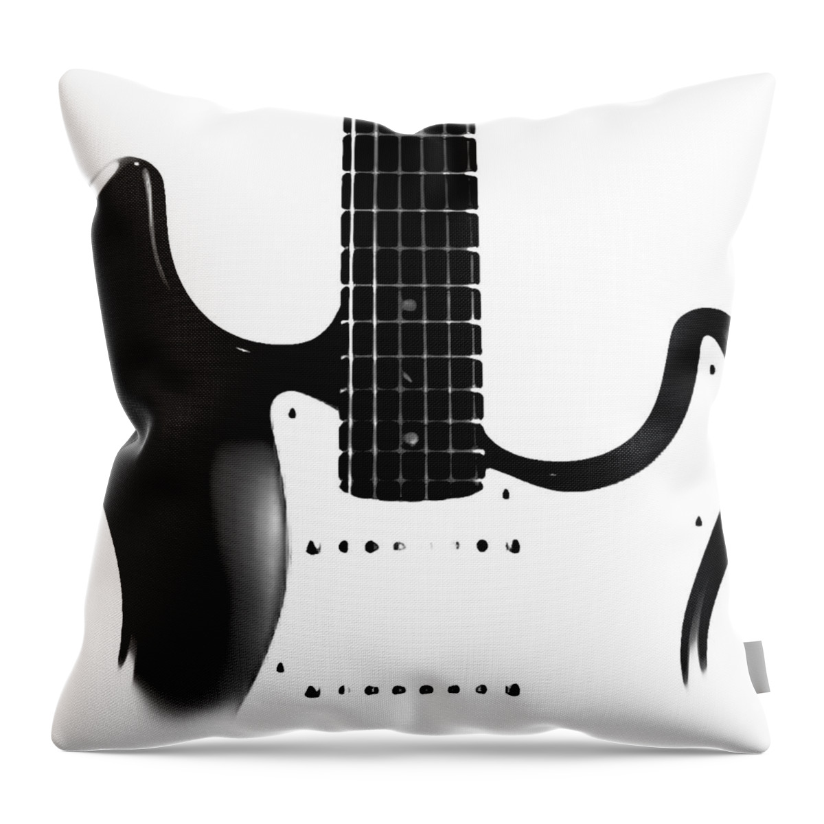 Electric Guitars Throw Pillow featuring the photograph Electric Guitar BW by Athena Mckinzie