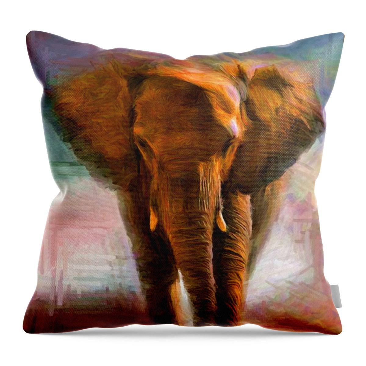 Animals Throw Pillow featuring the digital art Elephant 1 by Caito Junqueira