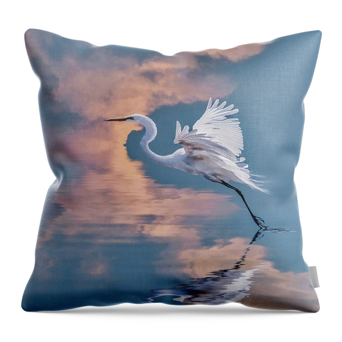 Great Egret Throw Pillow featuring the photograph Elegance by Brian Tarr