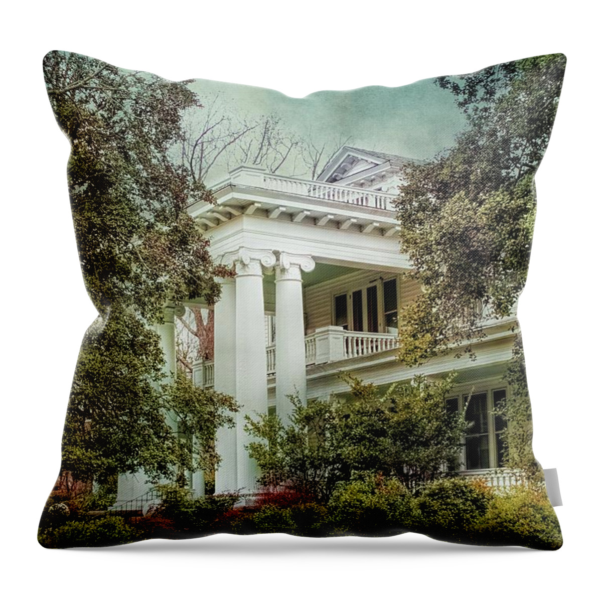 Architecture Throw Pillow featuring the photograph Elegant Historic Southern Home by Melissa Bittinger