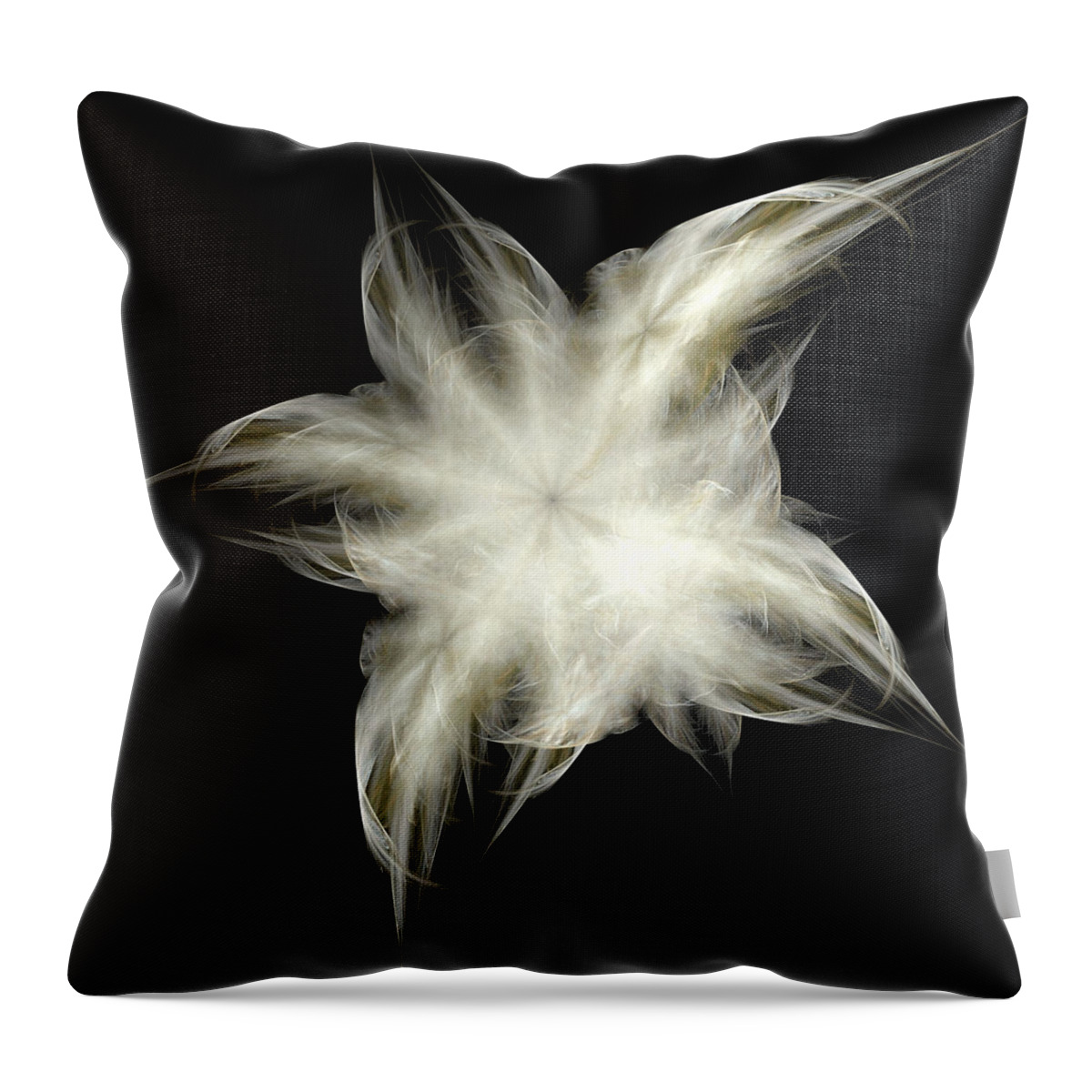Fractal Throw Pillow featuring the digital art Elegant White Feathers by Richard Ortolano
