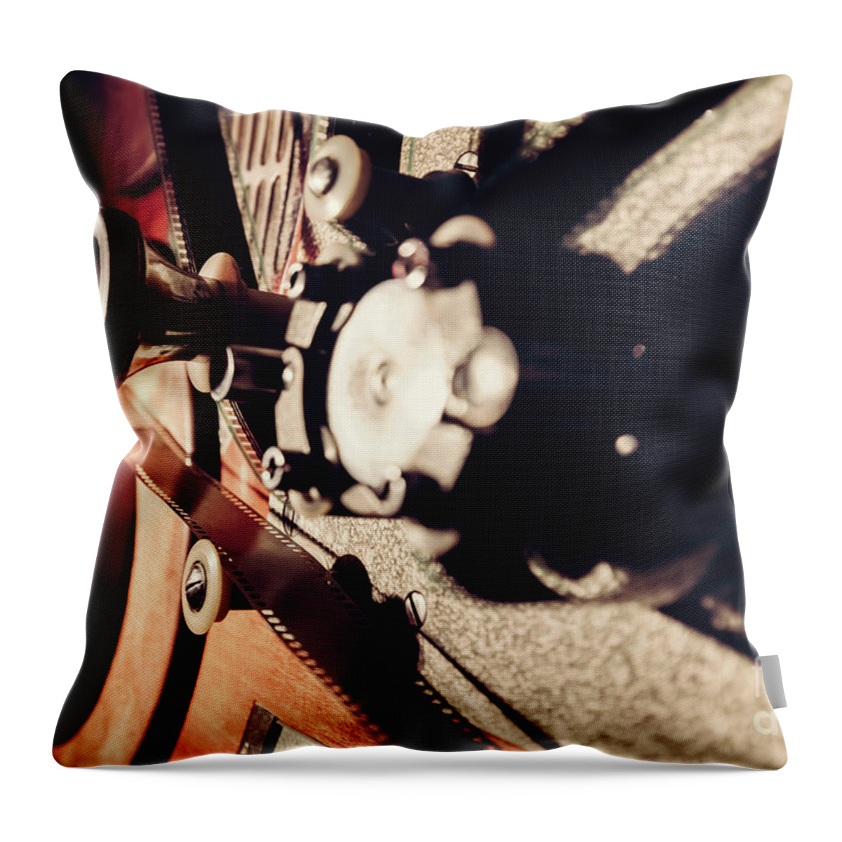 Vintage Throw Pillow featuring the photograph Elements of an old cinematic machinery. by Michal Bednarek