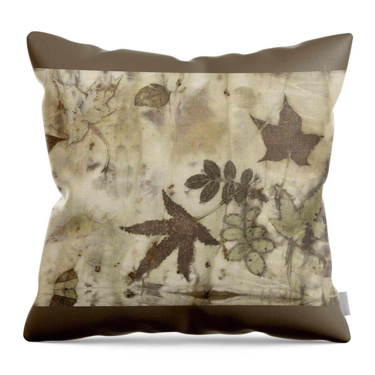 Leaves Throw Pillow featuring the tapestry - textile elements of autumn II by Carolyn Doe