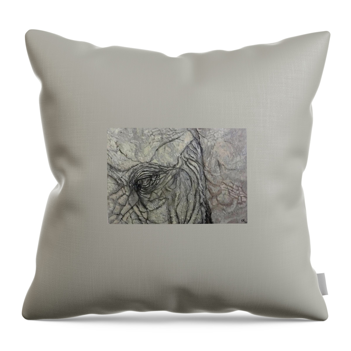 Elephant Eyes Throw Pillow featuring the painting Elephant by Carole Hutchison