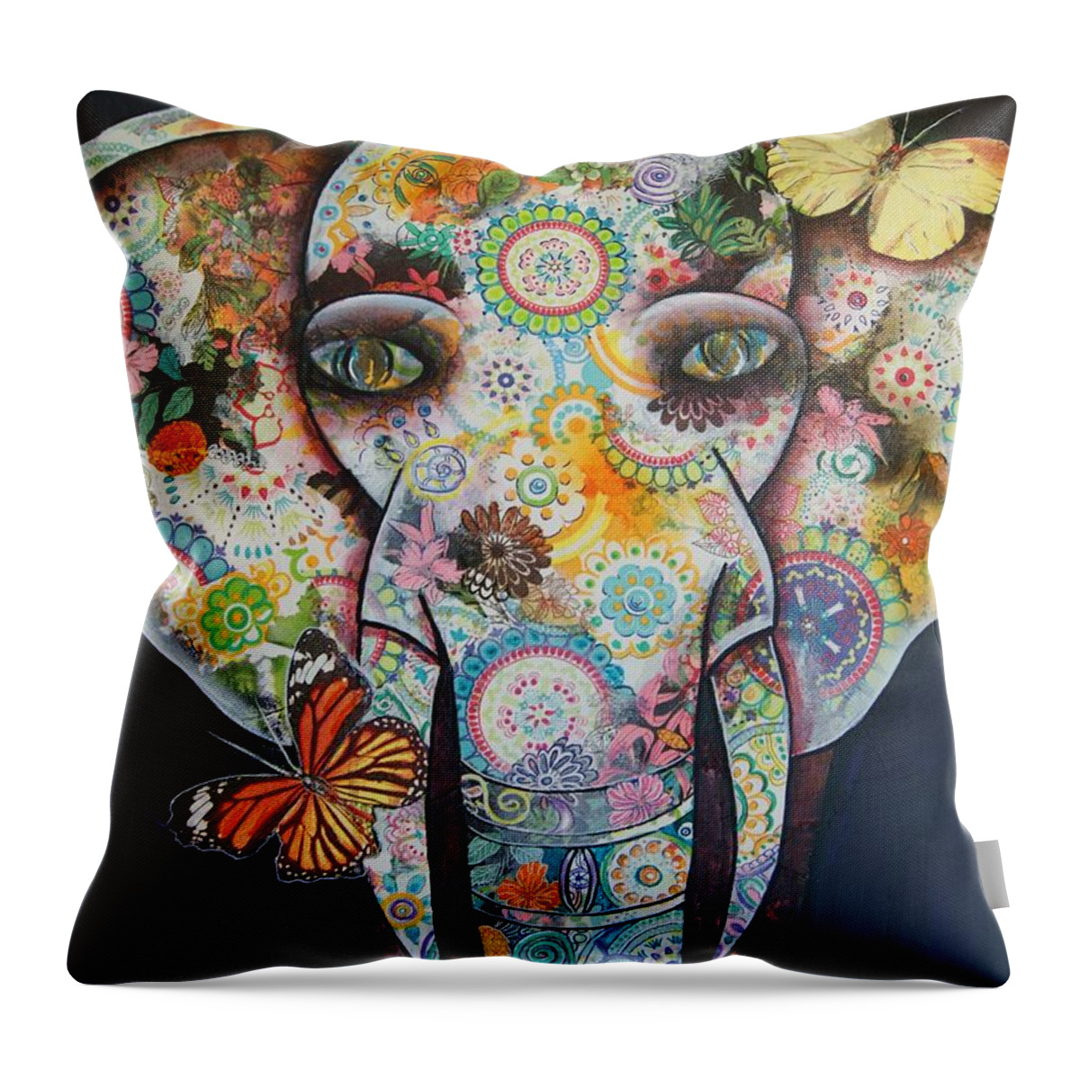Elephant Throw Pillow featuring the painting Elephant Mixed Media 1 by Reina Cottier
