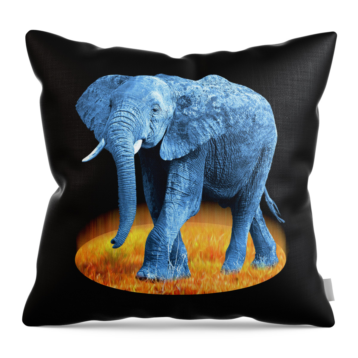 Elephant Throw Pillow featuring the photograph Elephant - World On Fire by Gill Billington