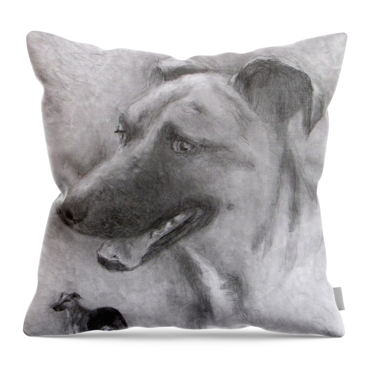  Dog Throw Pillow featuring the drawing Eliot by Jack Skinner