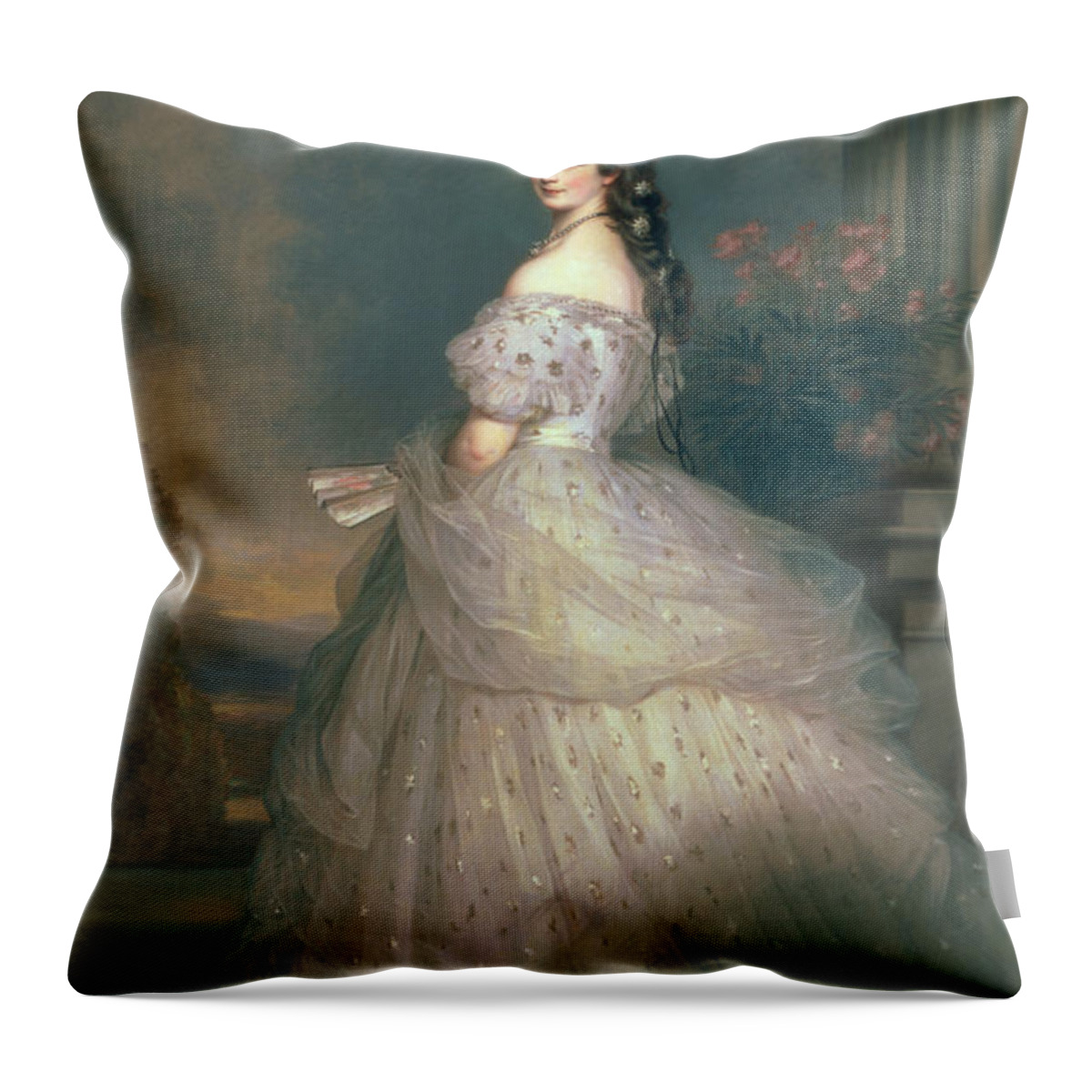 Elizabeth Throw Pillow featuring the painting Elizabeth of Bavaria by Franz Xavier Winterhalter