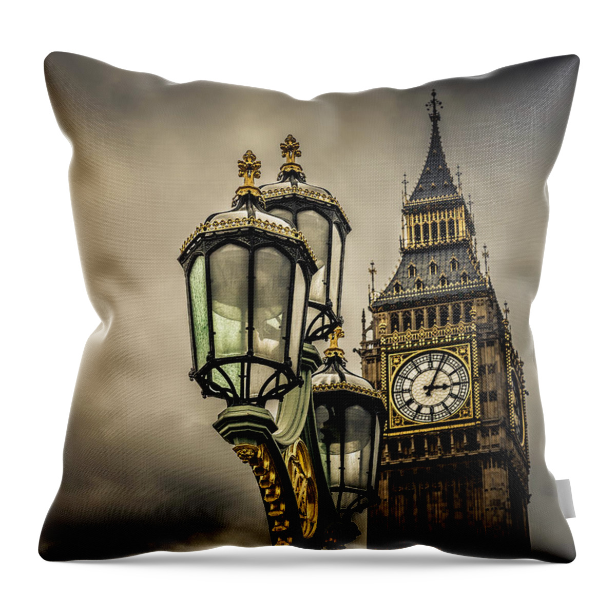 April 2015 Throw Pillow featuring the photograph Elizabeth Tower and Lamp on Westminster Bridge by Nicky Jameson