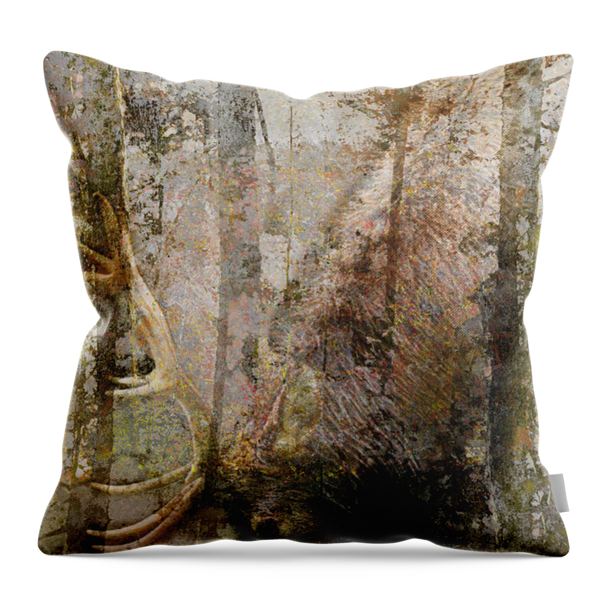 Elk Bull Throw Pillow featuring the photograph Elk Bull Grazing by Suzanne Powers