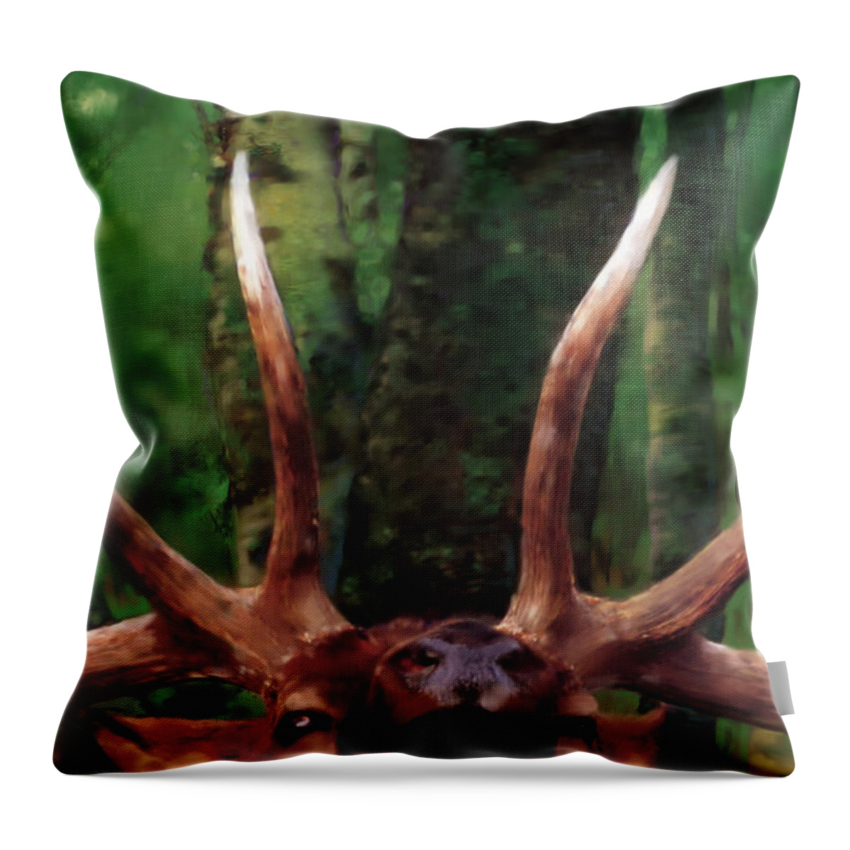 Elk Throw Pillow featuring the painting Elk Call by Robert Corsetti