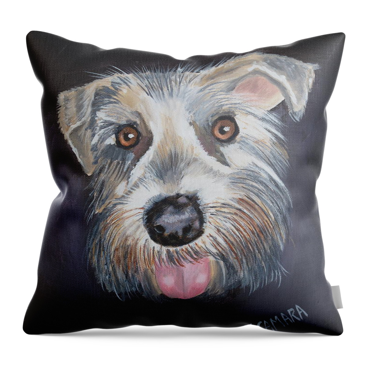 Pets Throw Pillow featuring the painting Elliot, the Therapy Dog by Kathie Camara